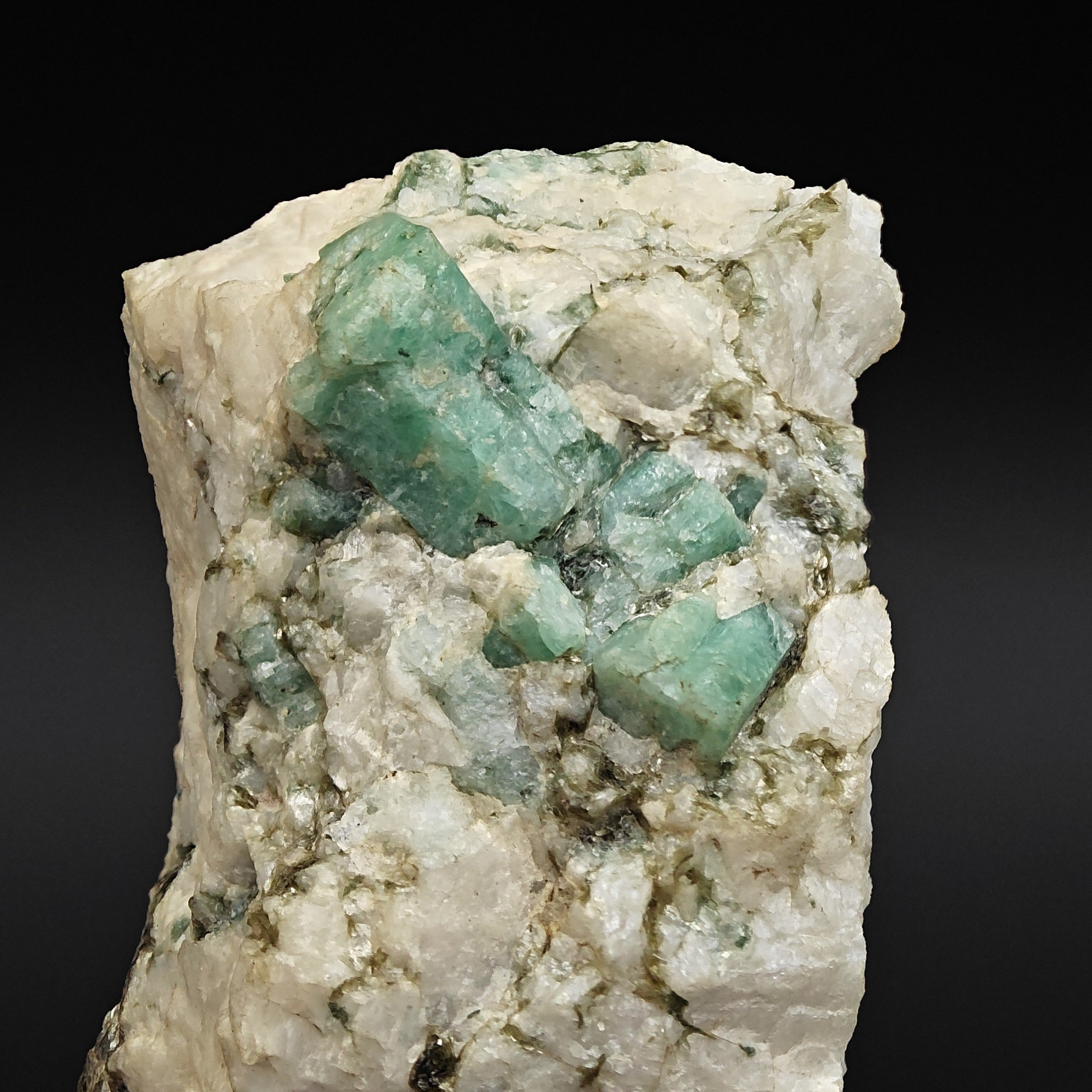 EMERALD – Green Crystals on White Quartz, Pizzo Marcio, Piedmont, Italy