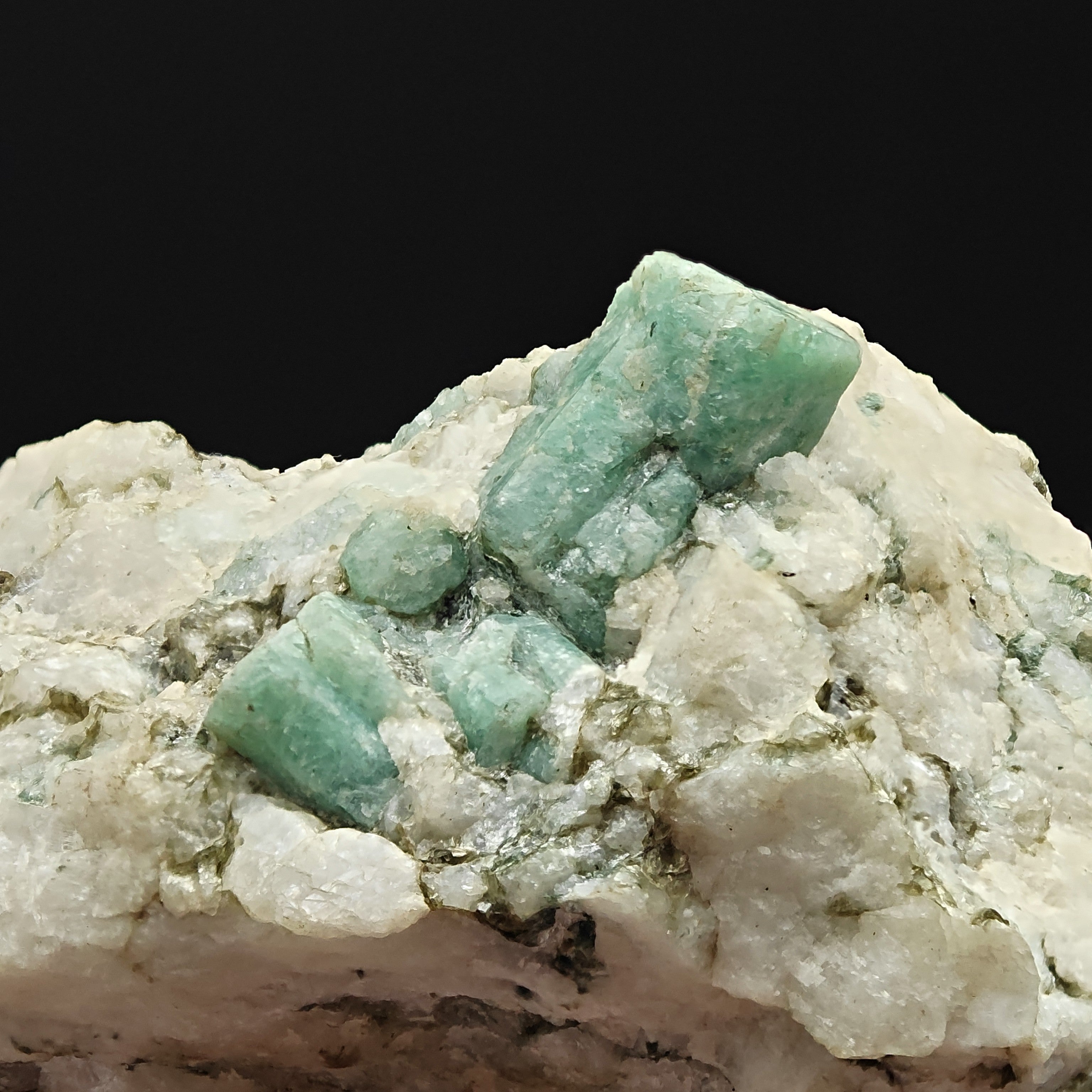 EMERALD – Green Crystals on White Quartz, Pizzo Marcio, Piedmont, Italy