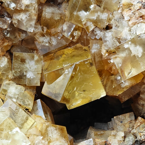 FLUORITE – Yellow Twinned Cubes, Hilton Mine, Cumbria, England