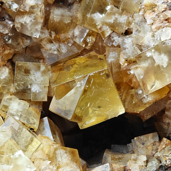 FLUORITE – Yellow Twinned Cubes, Hilton Mine, Cumbria, England