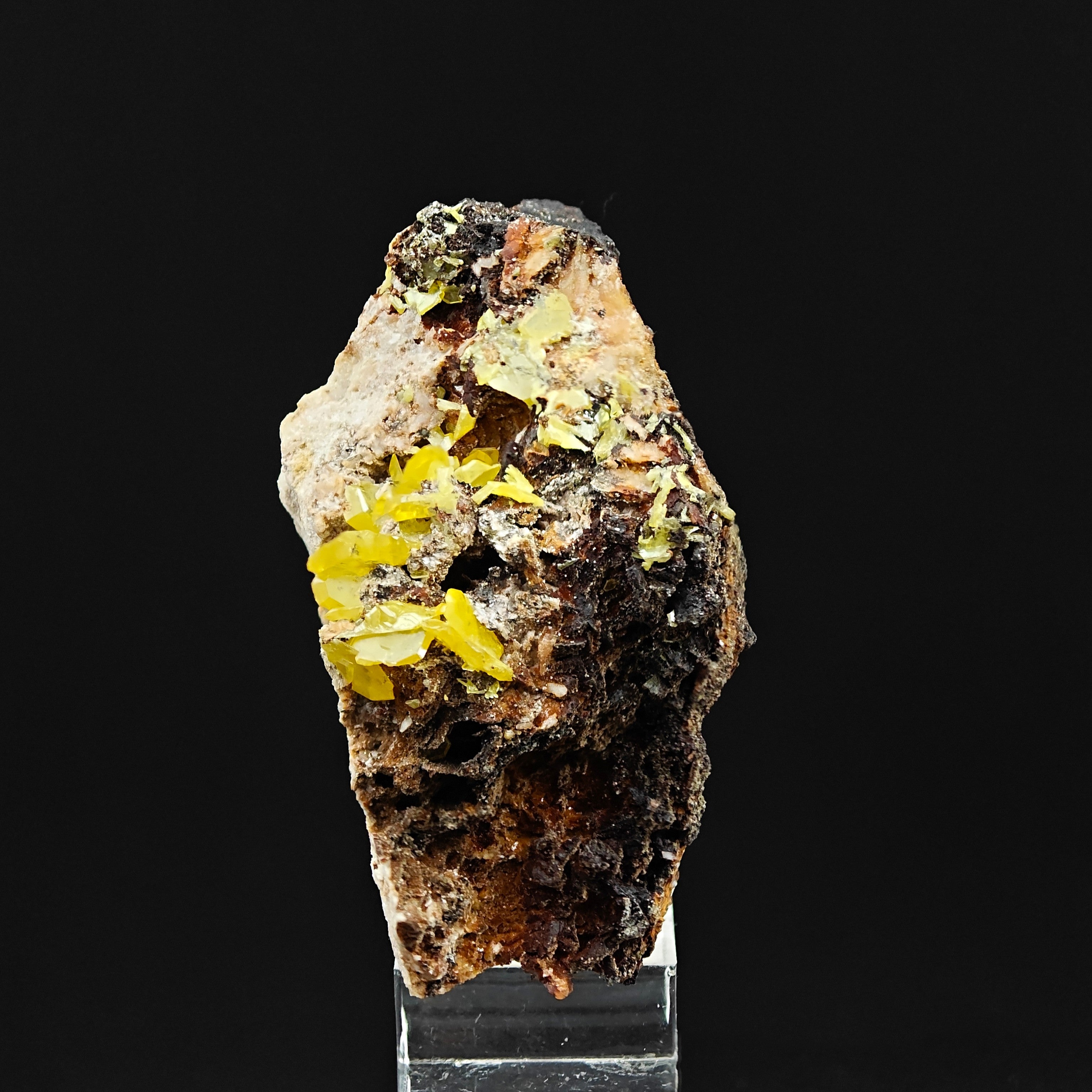 WULFENITE – Aesthetic Yellow Crystals on Matrix, Touissit, Morocco