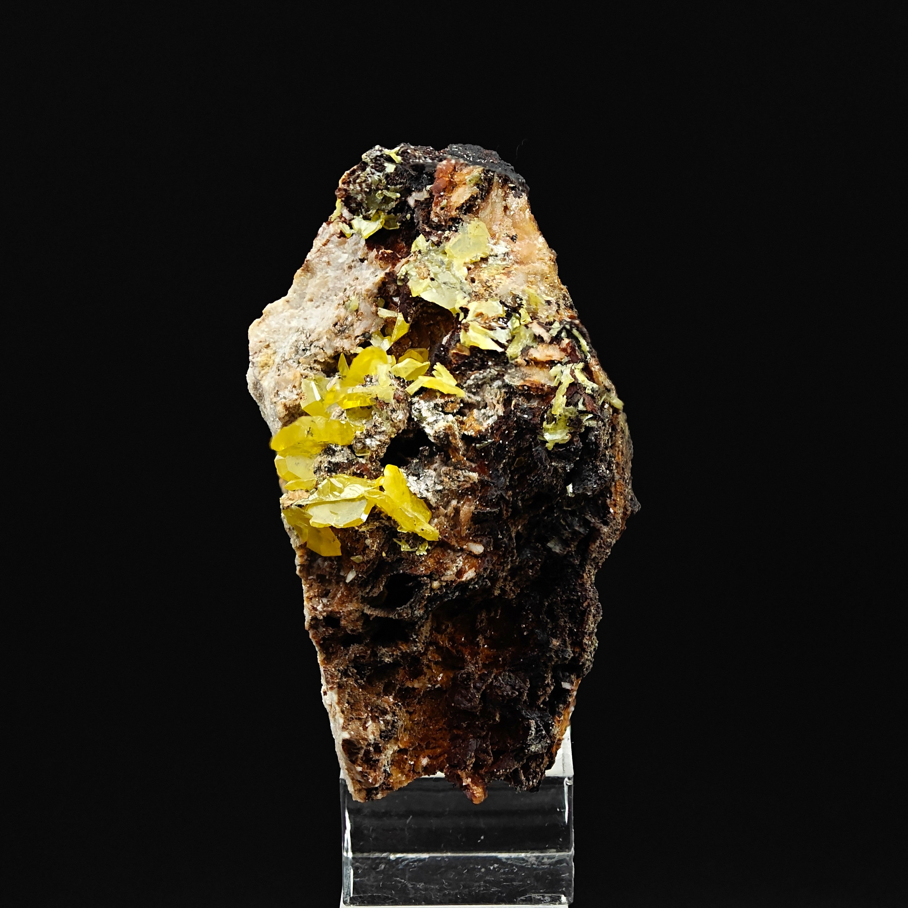 WULFENITE – Aesthetic Yellow Crystals on Matrix, Touissit, Morocco