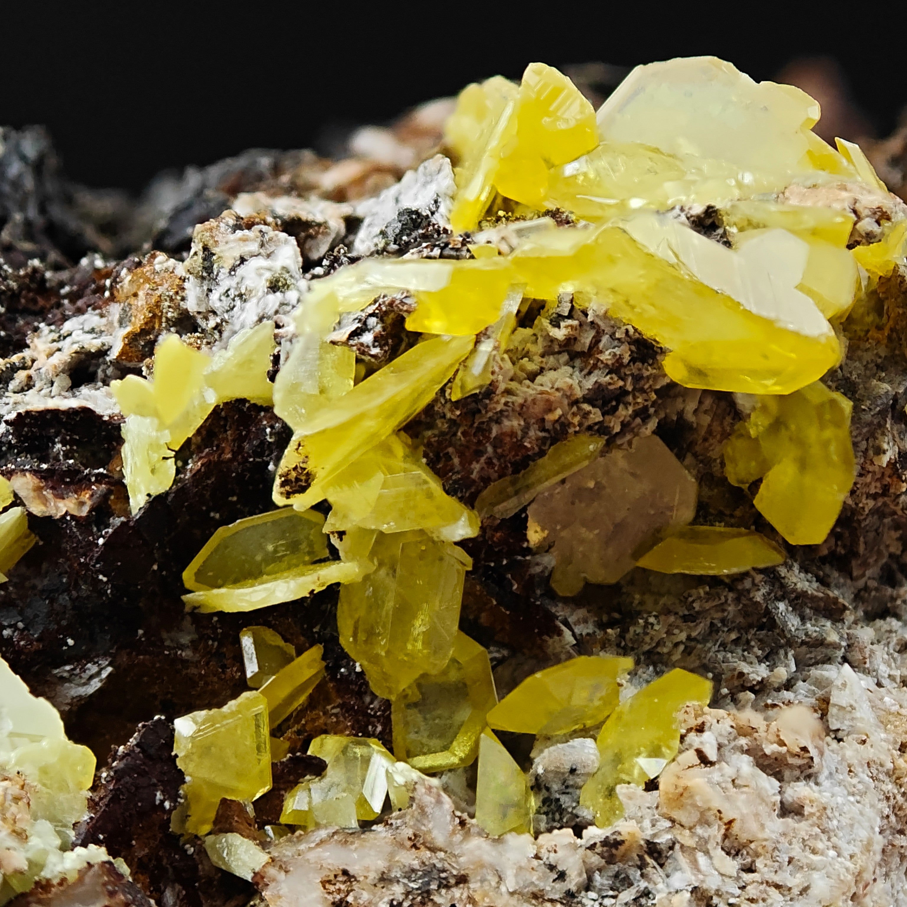 WULFENITE – Aesthetic Yellow Crystals on Matrix, Touissit, Morocco