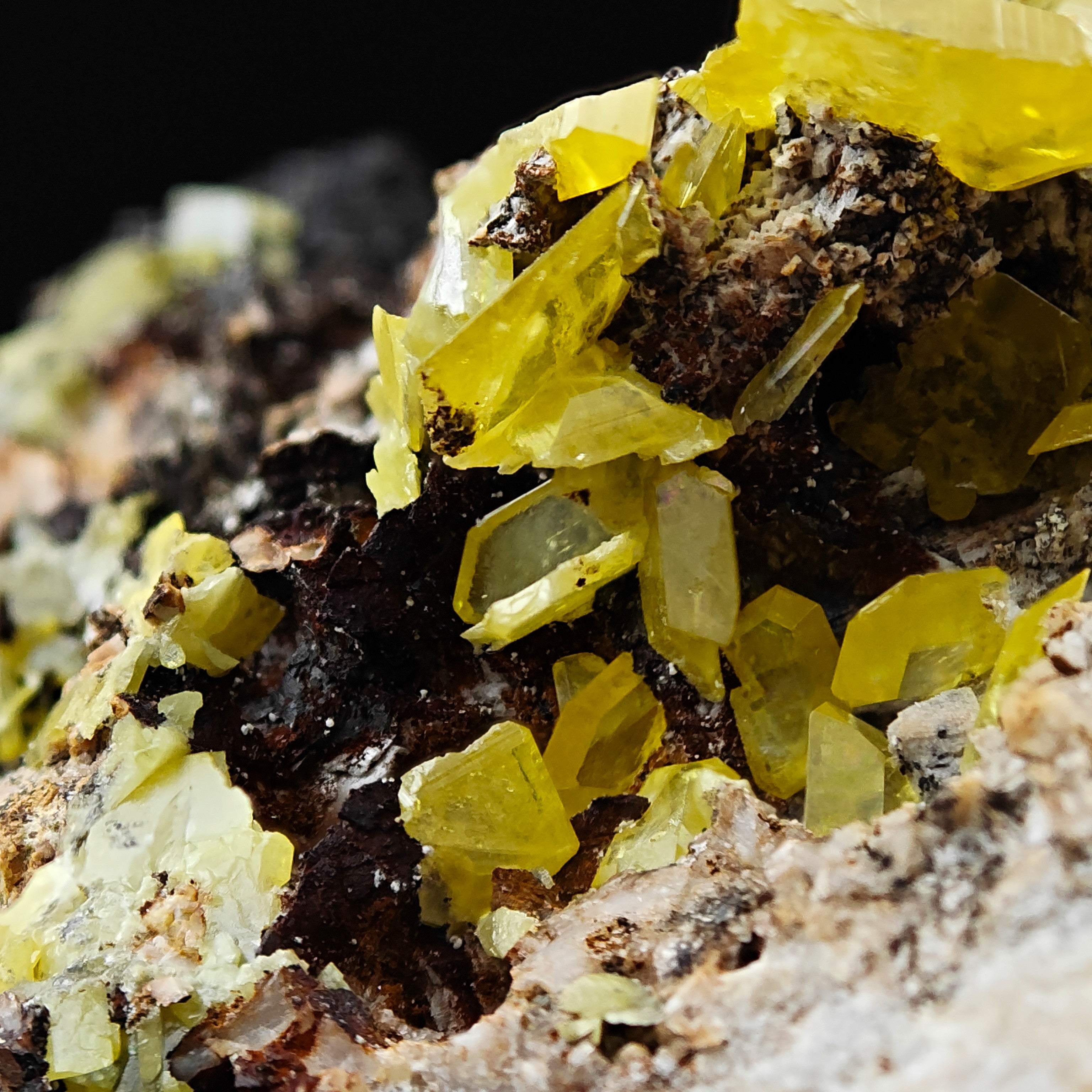 WULFENITE – Aesthetic Yellow Crystals on Matrix, Touissit, Morocco