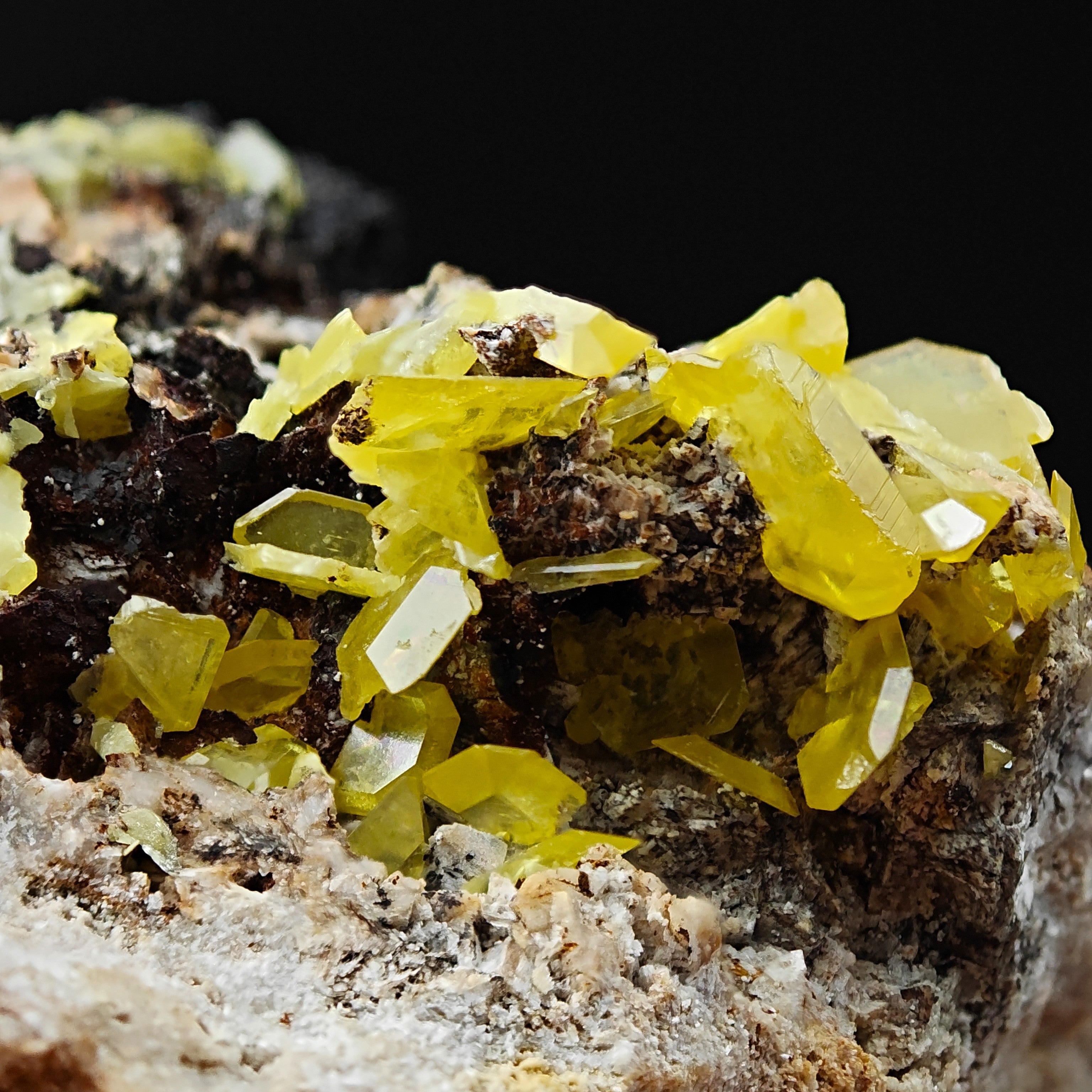 WULFENITE – Aesthetic Yellow Crystals on Matrix, Touissit, Morocco