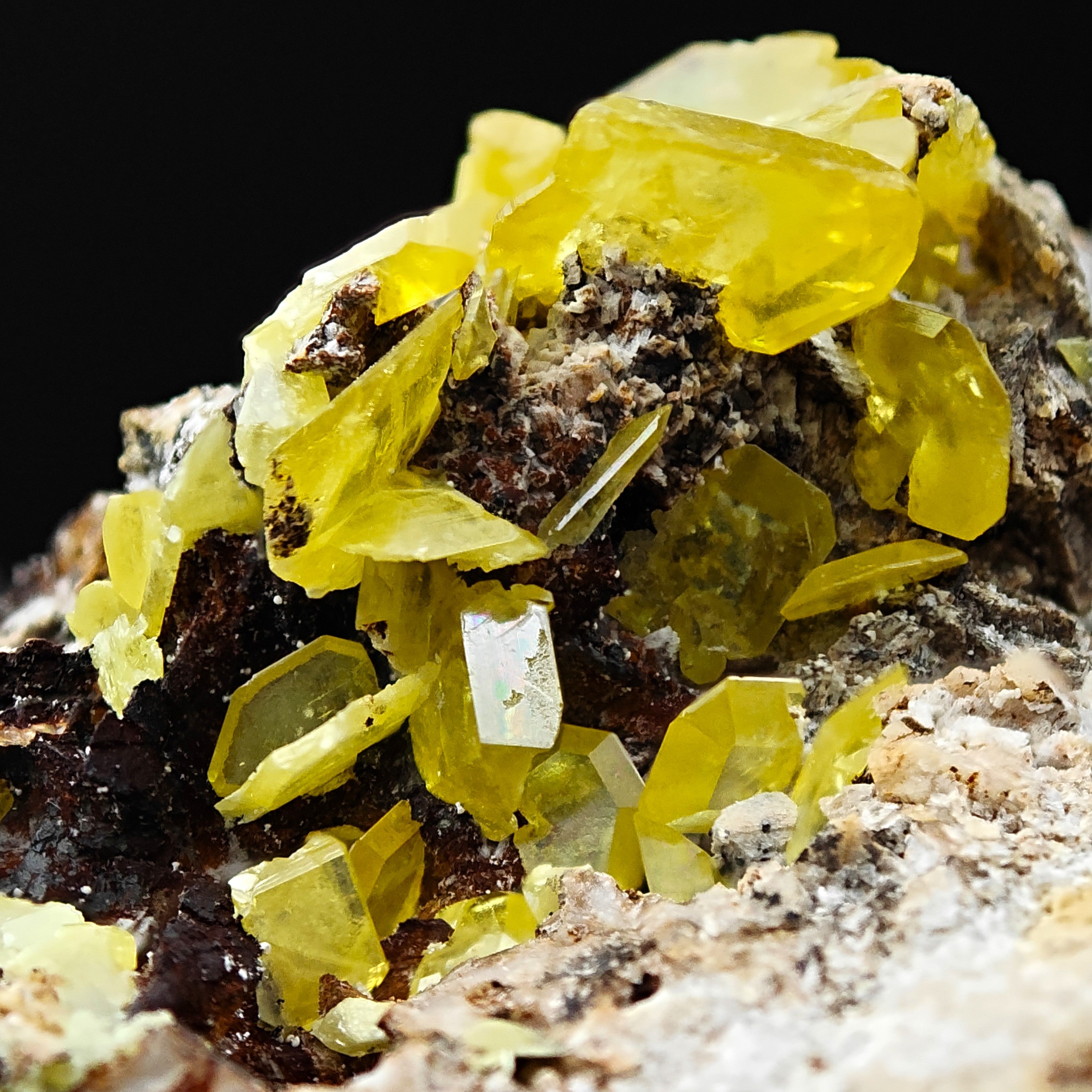 WULFENITE – Aesthetic Yellow Crystals on Matrix, Touissit, Morocco