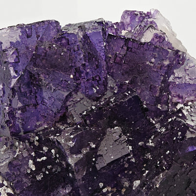 Detail of sharp cubic fluorite crystal edges with glassy luster