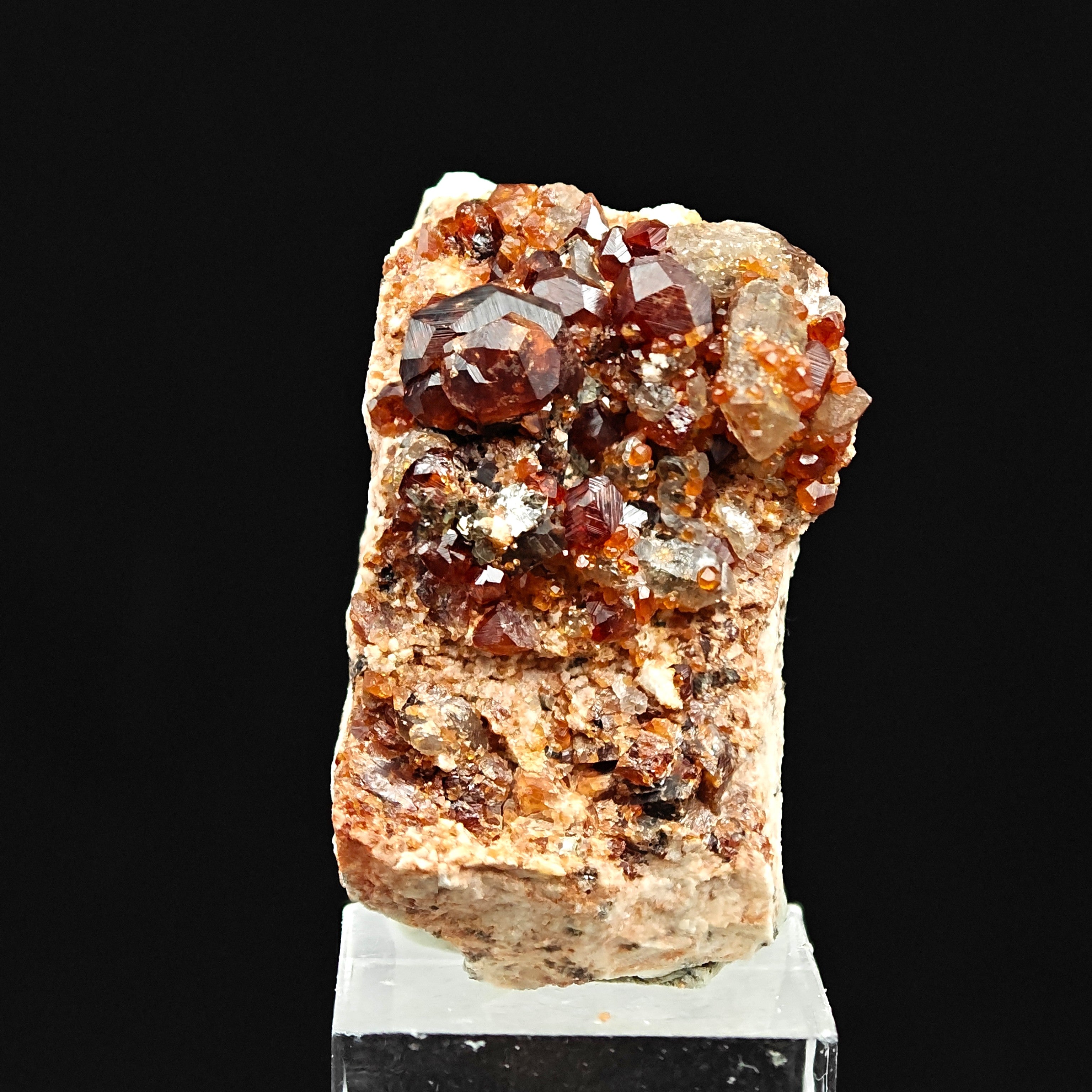 SPESSARTINE & QUARTZ – Deep Red-Orange Crystals, Wushan Mine, Fujian, China