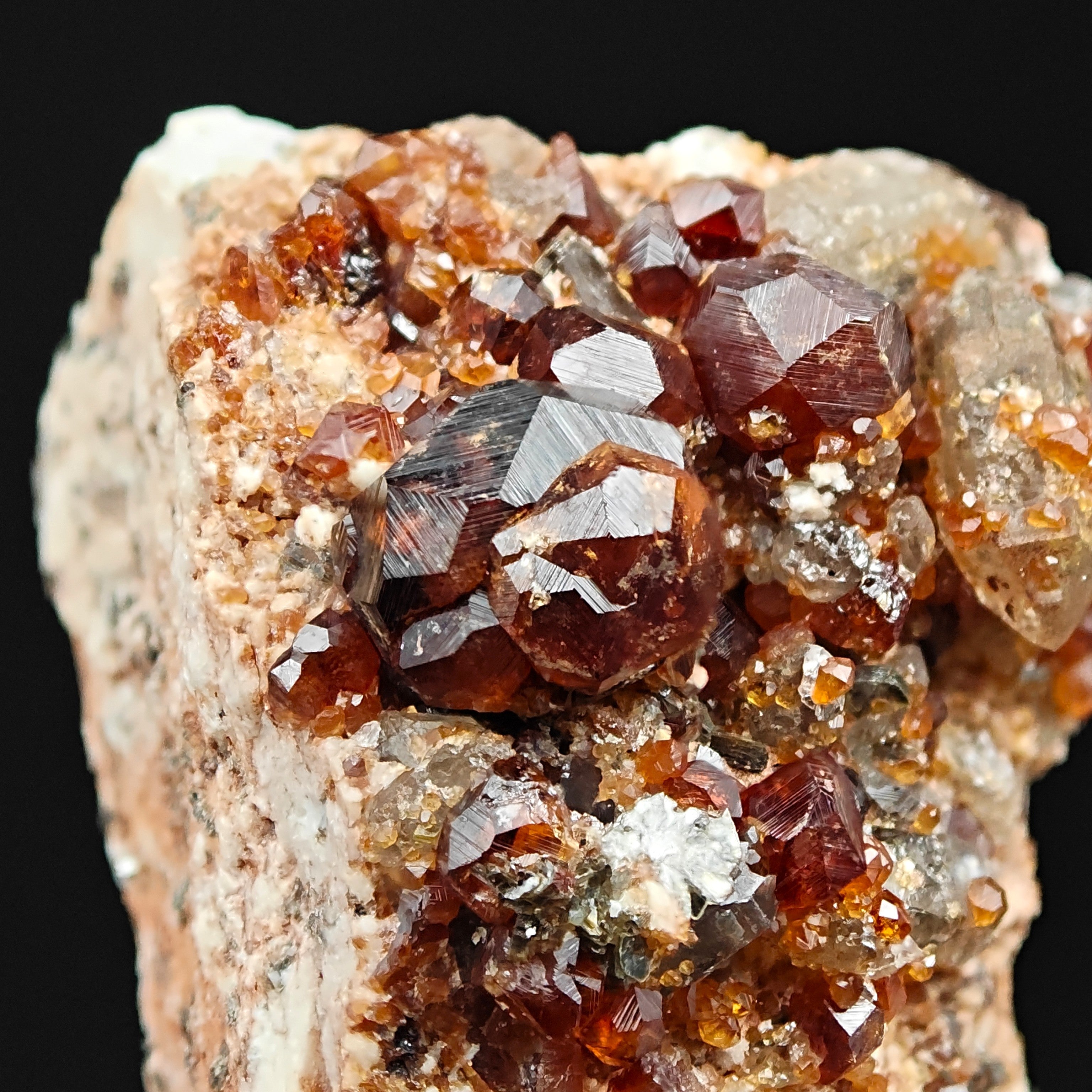SPESSARTINE & QUARTZ – Deep Red-Orange Crystals, Wushan Mine, Fujian, China
