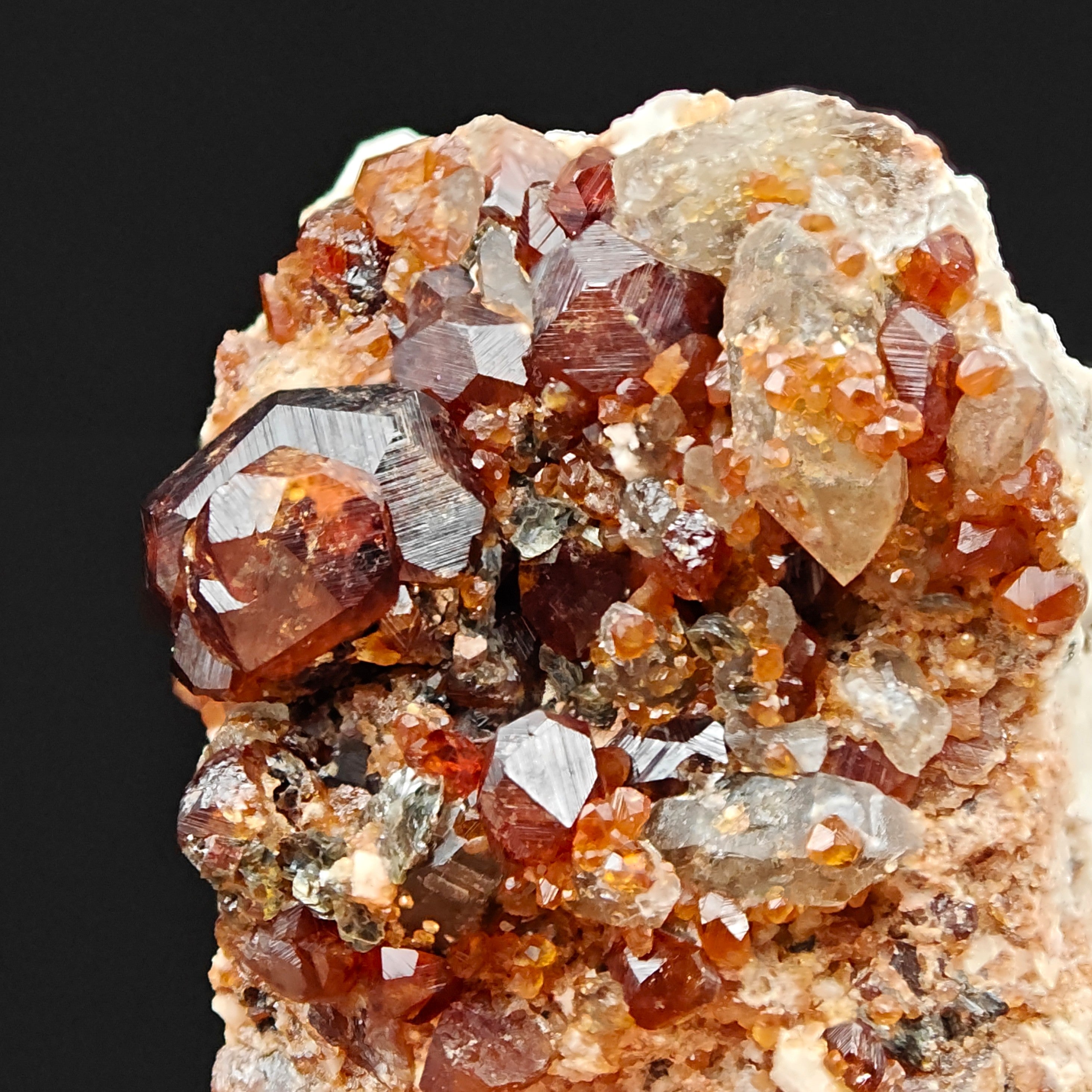 SPESSARTINE & QUARTZ – Deep Red-Orange Crystals, Wushan Mine, Fujian, China