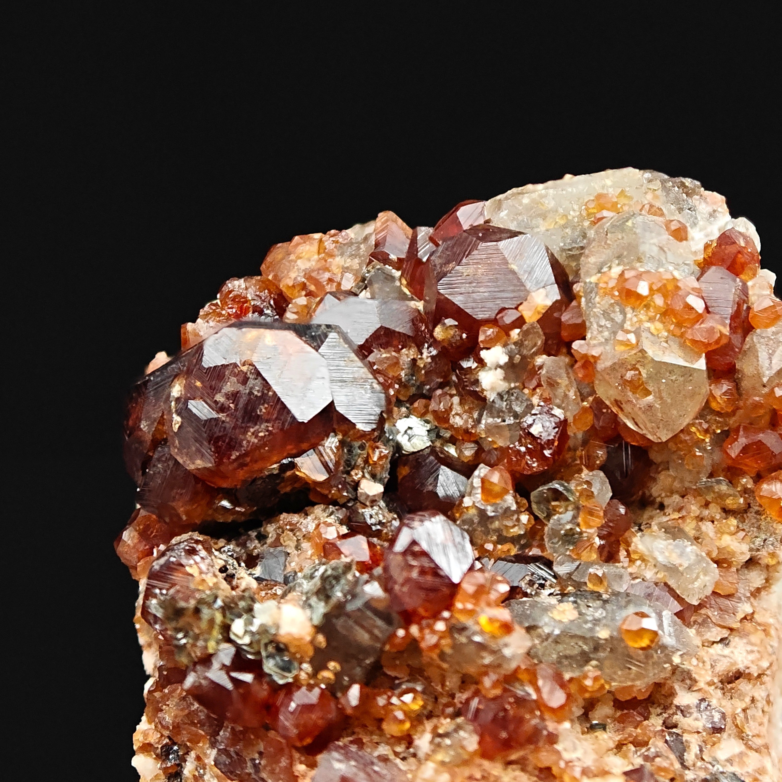 SPESSARTINE & QUARTZ – Deep Red-Orange Crystals, Wushan Mine, Fujian, China