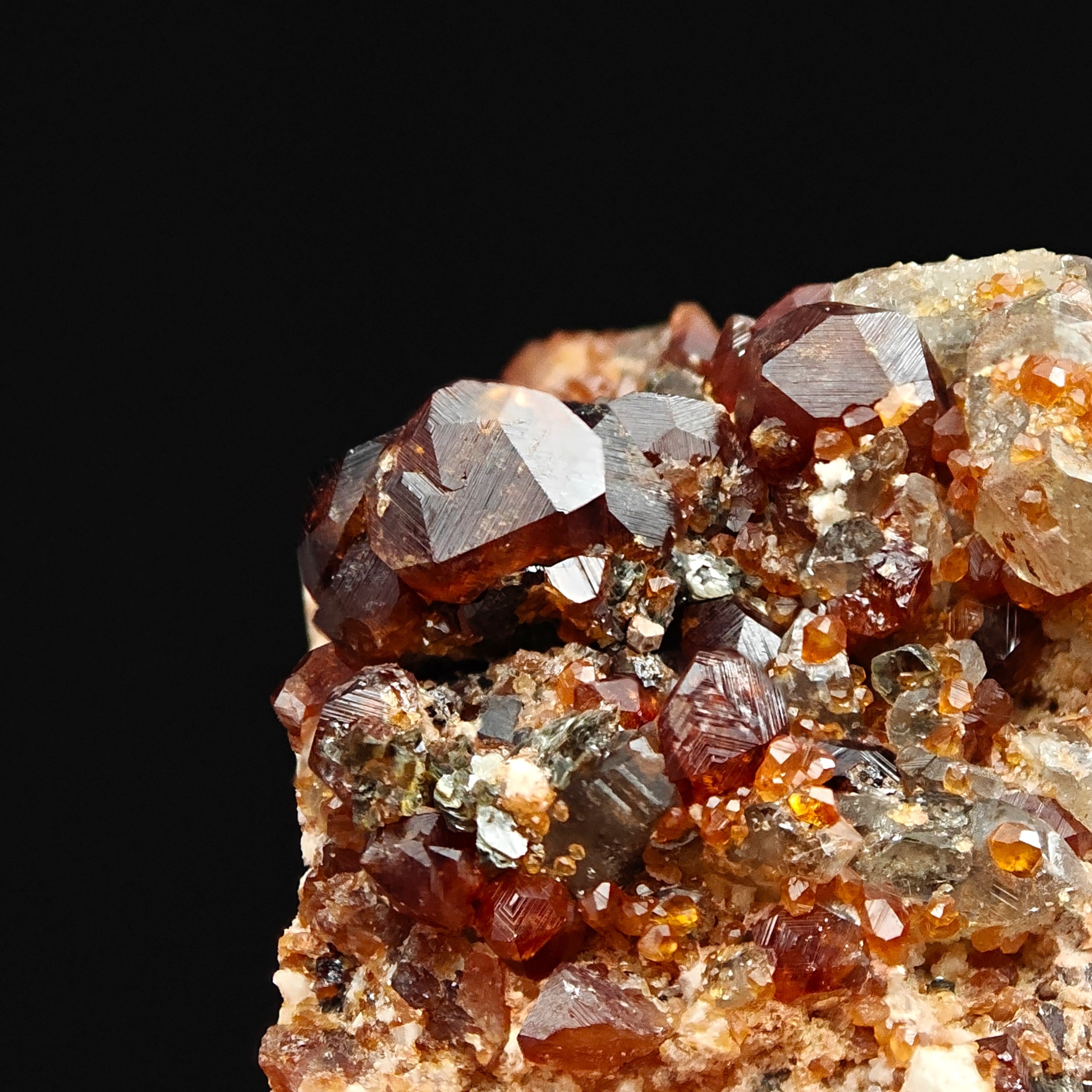 SPESSARTINE & QUARTZ – Deep Red-Orange Crystals, Wushan Mine, Fujian, China