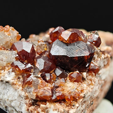 SPESSARTINE & QUARTZ – Deep Red-Orange Crystals, Wushan Mine, Fujian, China
