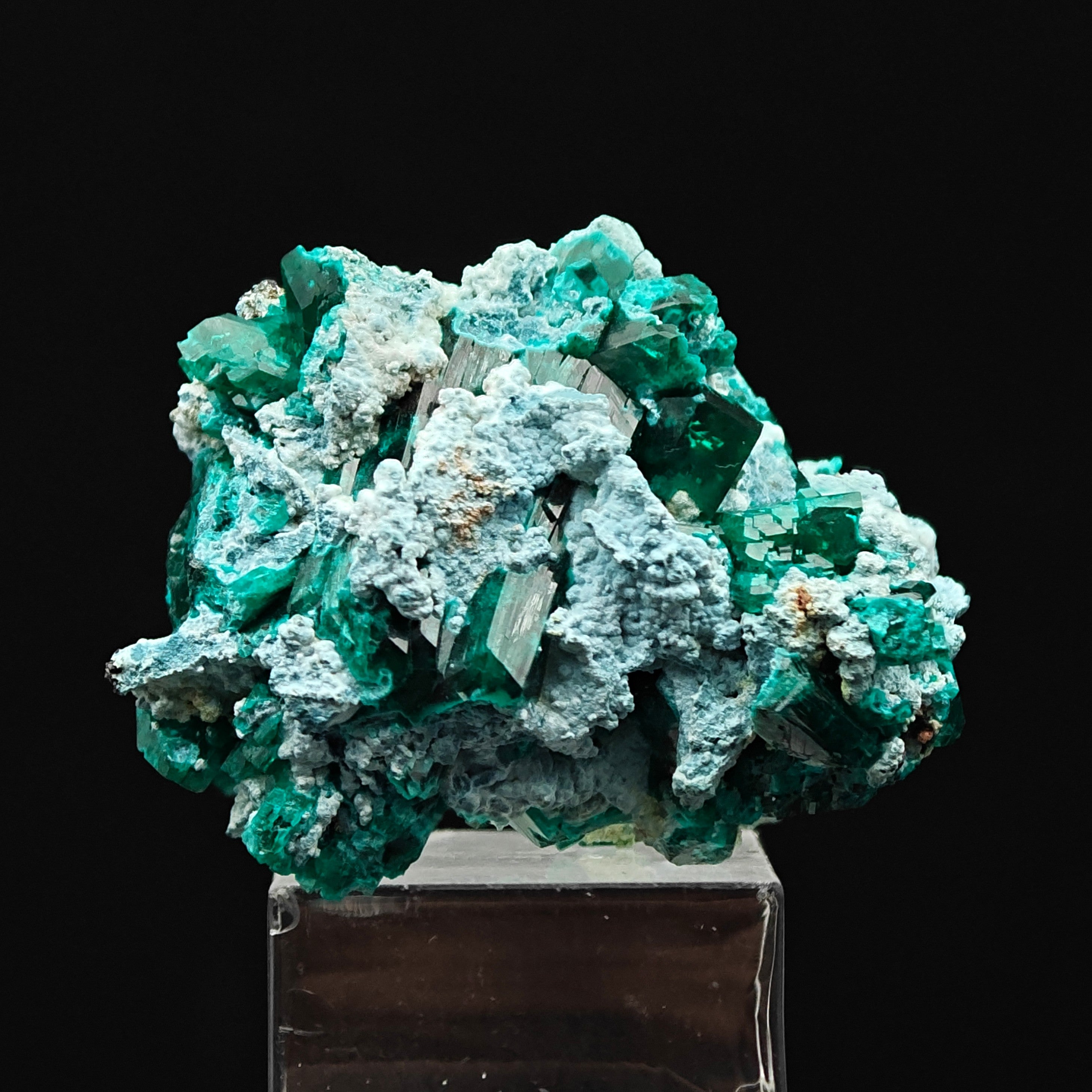 DIOPTASE, SHATTUCKITE & PLANCHEITE – Vivid Green Crystals, Tsumeb Mine, Namibia