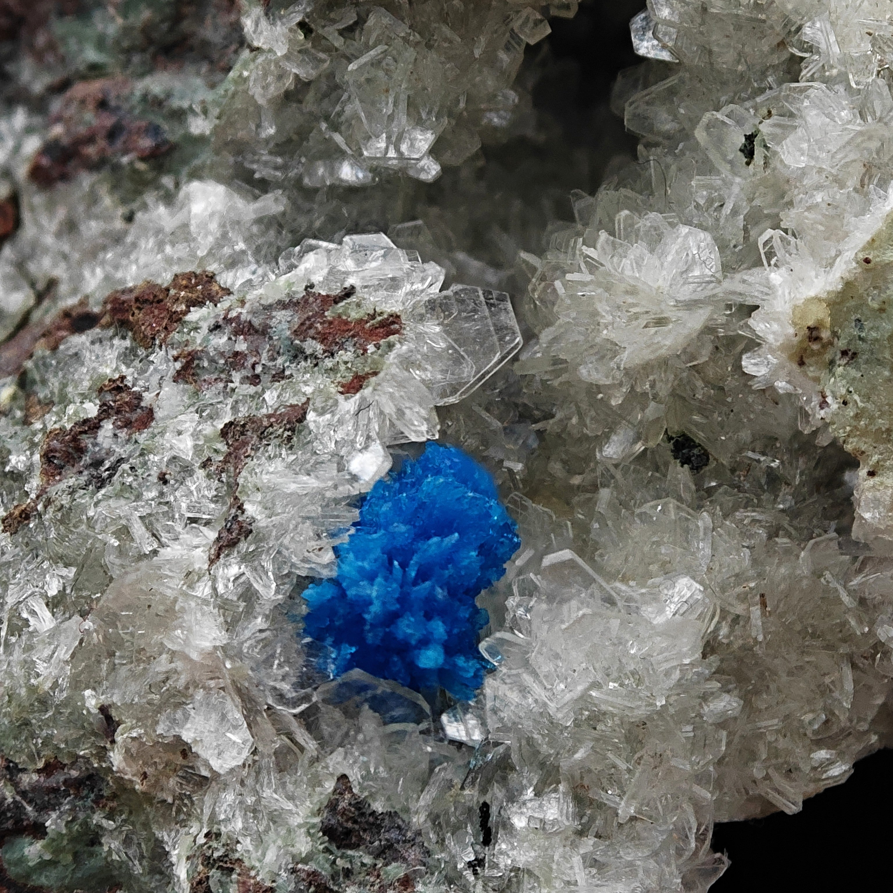 CAVANSITE & STILBITE – Blue Rosettes on White Zeolite, Wagholi, India