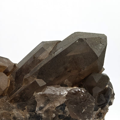 Close-up of smoky quartz crystal with chlorite inclusions, Mont Blanc Massif, Italy