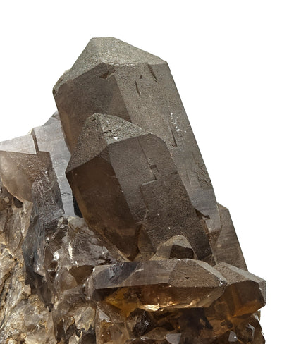 Close-up of smoky quartz crystal showing vertical striations, Mont Blanc Massif, Italy