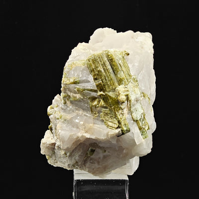 Full view of lepidolite after tourmaline pseudomorph specimen on quartz, Brazil