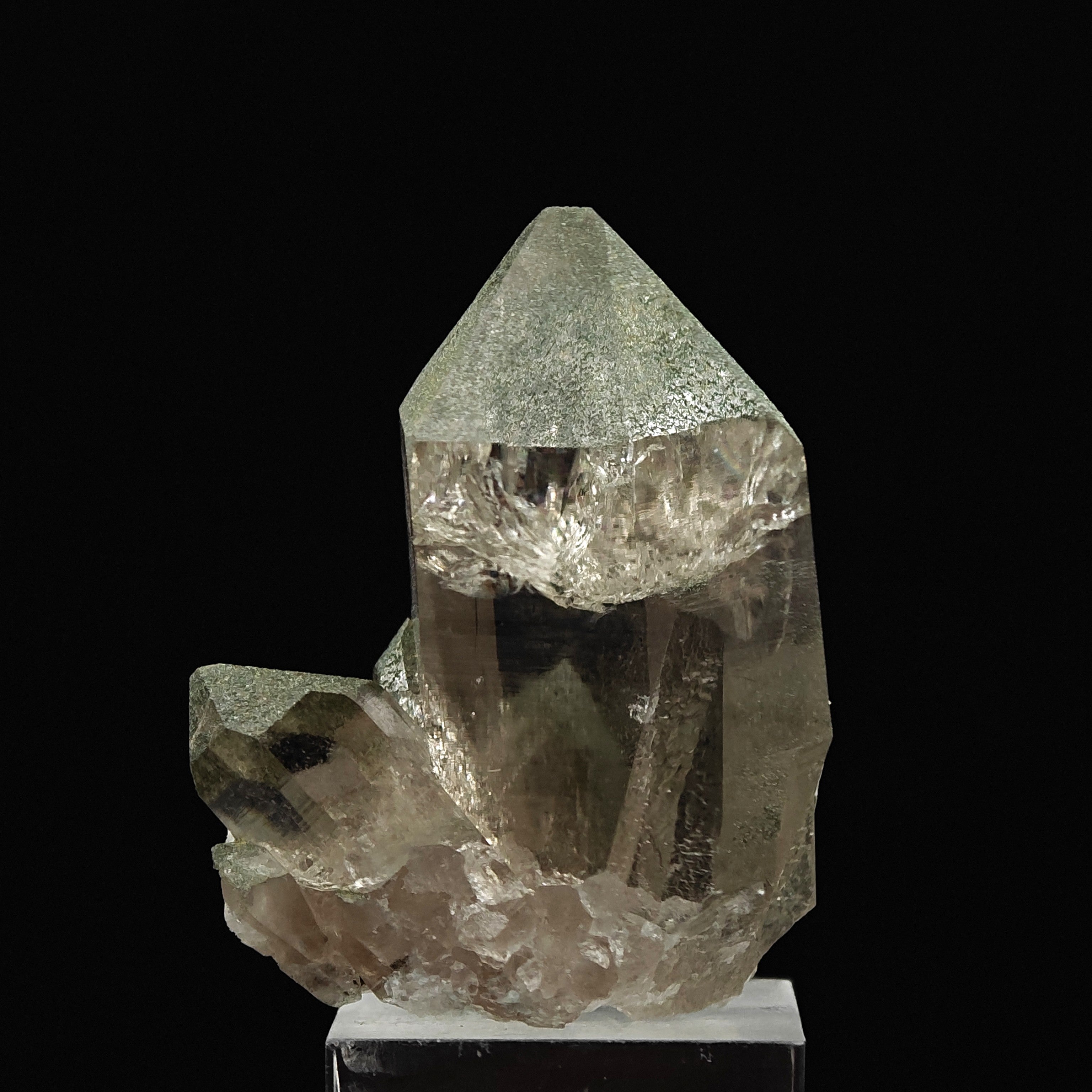 SMOKY QUARTZ & CHLORITE – Green Crystal Cluster, Oberaar Glacier, Switzerland