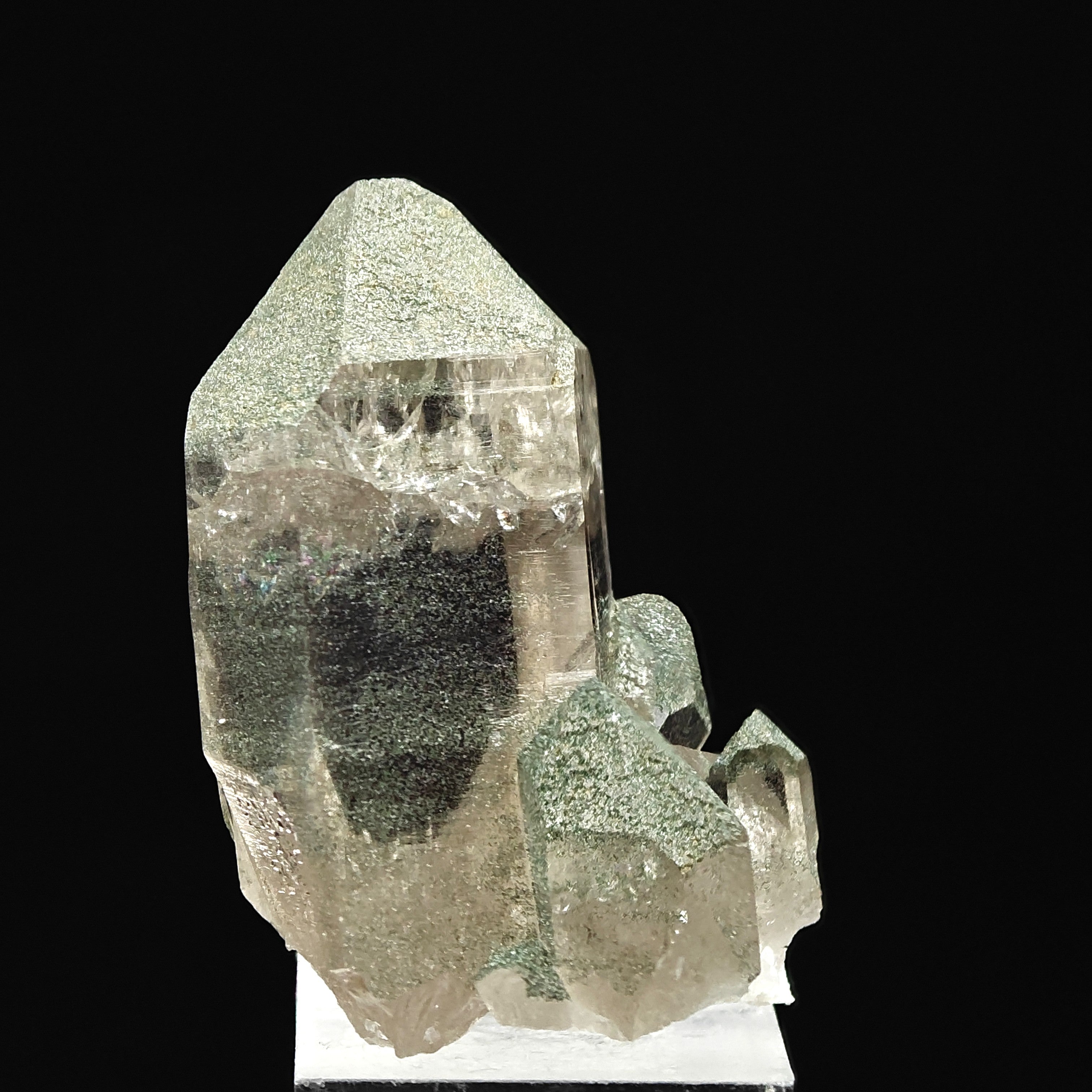 SMOKY QUARTZ & CHLORITE – Green Crystal Cluster, Oberaar Glacier, Switzerland