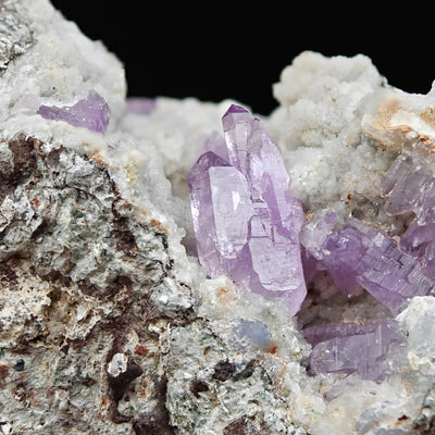 Reverse scepter amethyst crystals on Calcite matrix, Osilo, Sardinia, Italy
