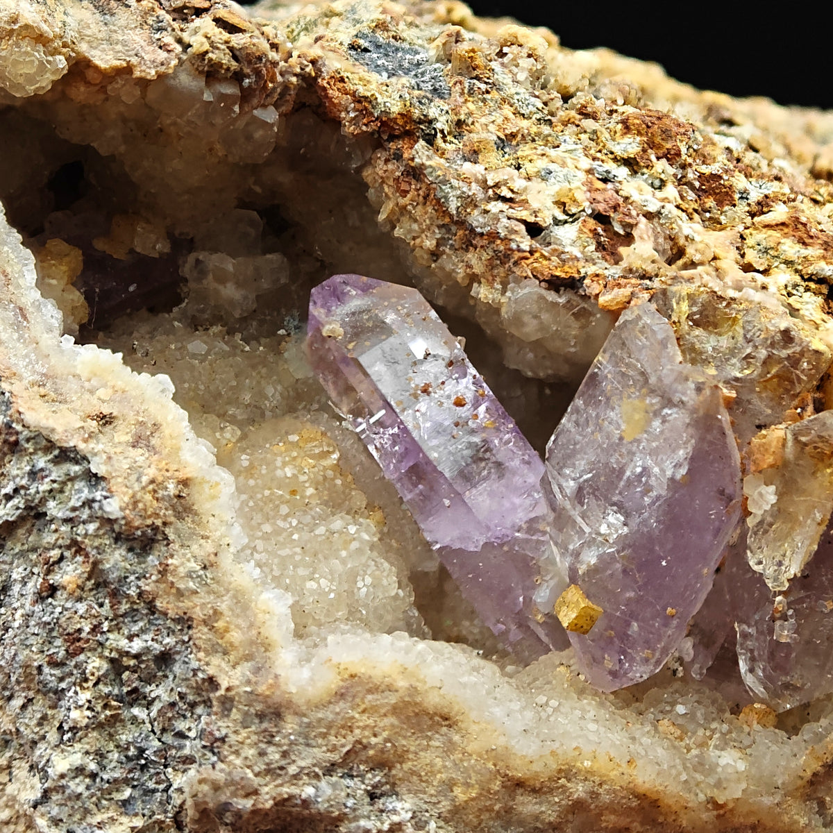 AMETHYST & ANKERITE – Purple Geode on Golden Matrix, Osilo, Sardinia, Italy
