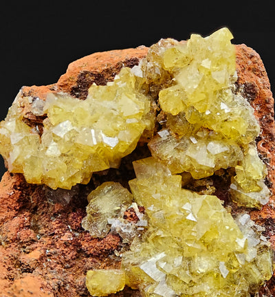 Close-up of adamite crystal clusters showing crystal terminations, Ojuela Mine, Mapimi, Mexico