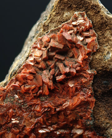 HEULANDITE – Blood-Red Crystals on Matrix, Fassa Valley, Trentino, Italy