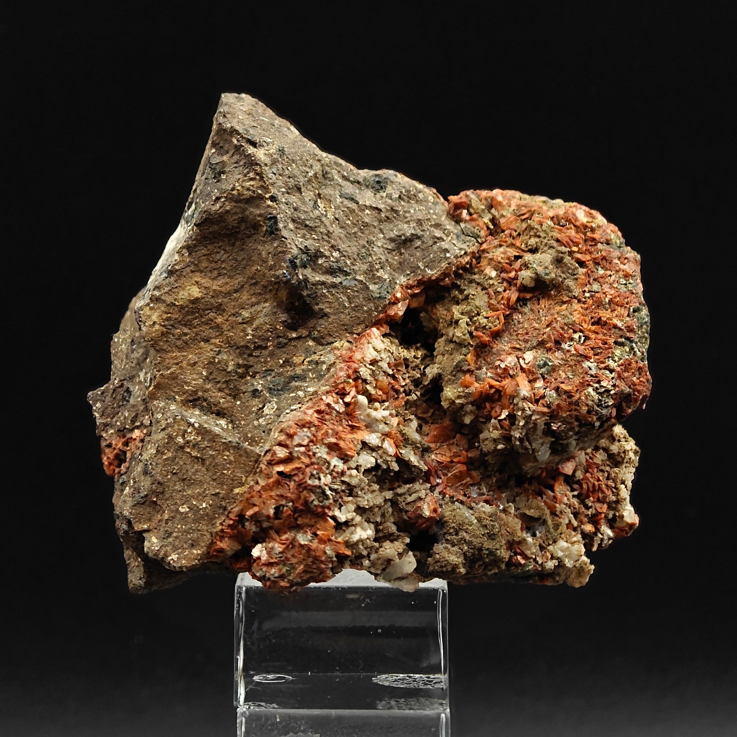 HEULANDITE – Blood-Red Crystals on Matrix, Fassa Valley, Trentino, Italy
