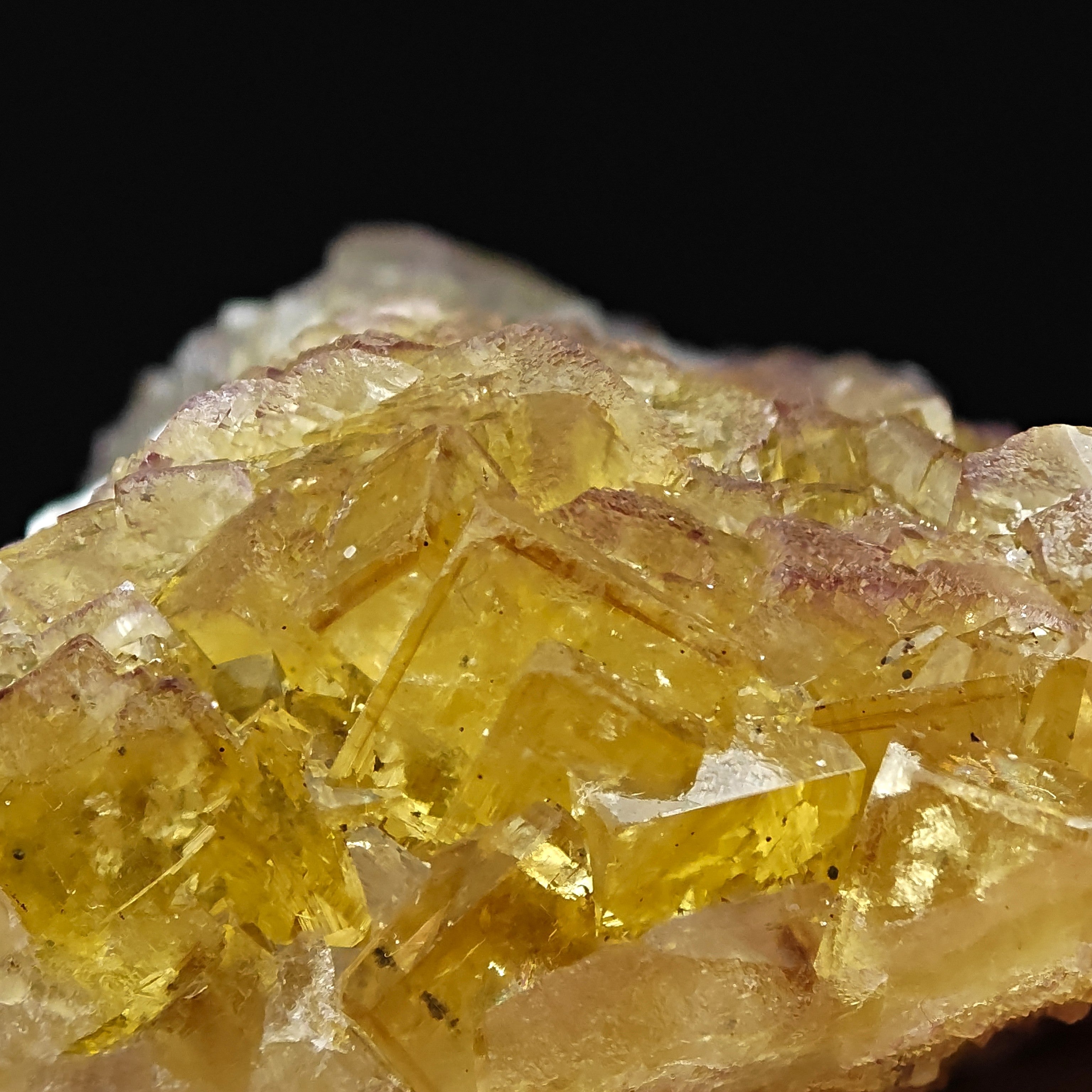 FLUORITE & CALCITE – Golden Yellow Cubes, Moscona Mine, Asturias, Spain