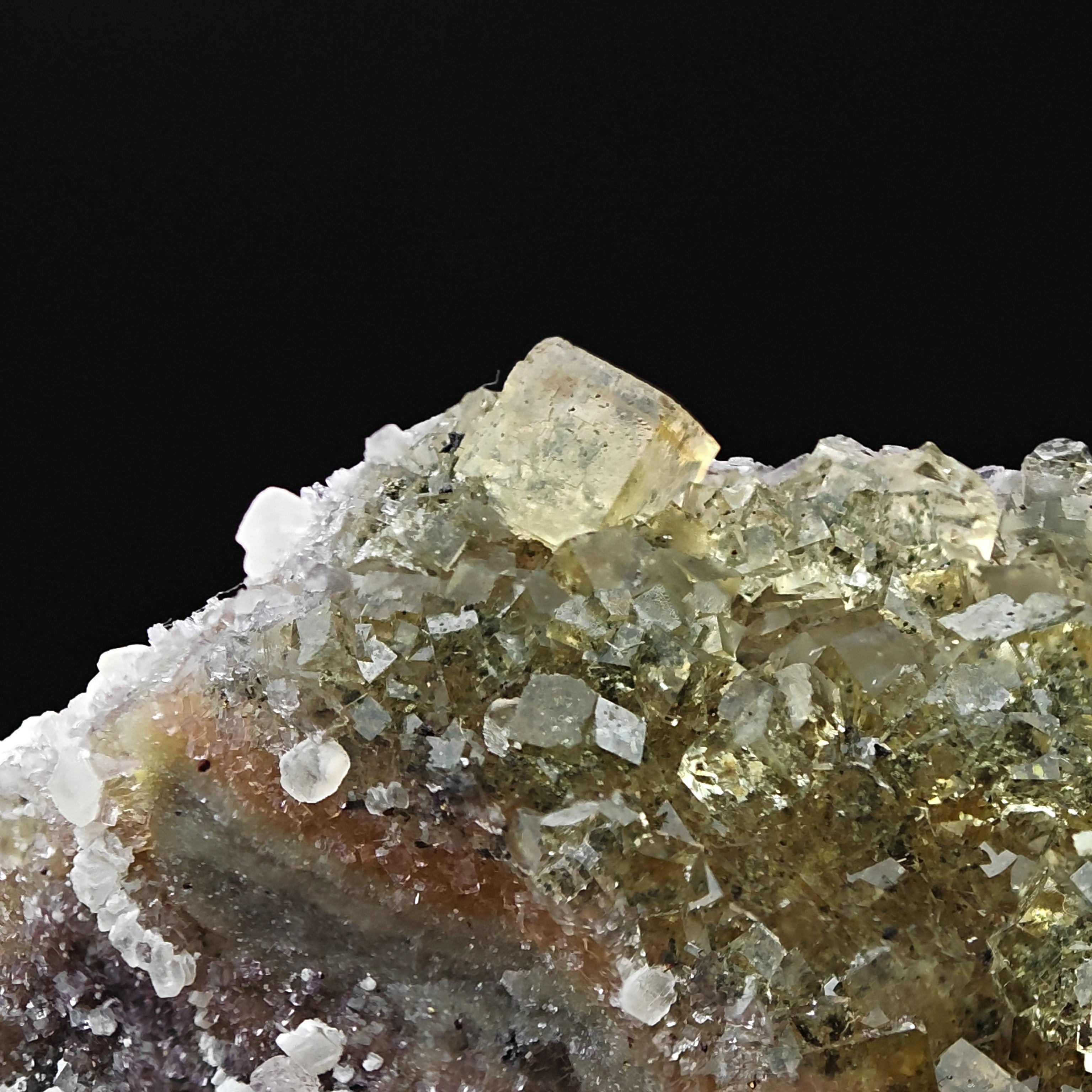 FLUORITE & CALCITE – Golden Yellow Cubes, Moscona Mine, Asturias, Spain