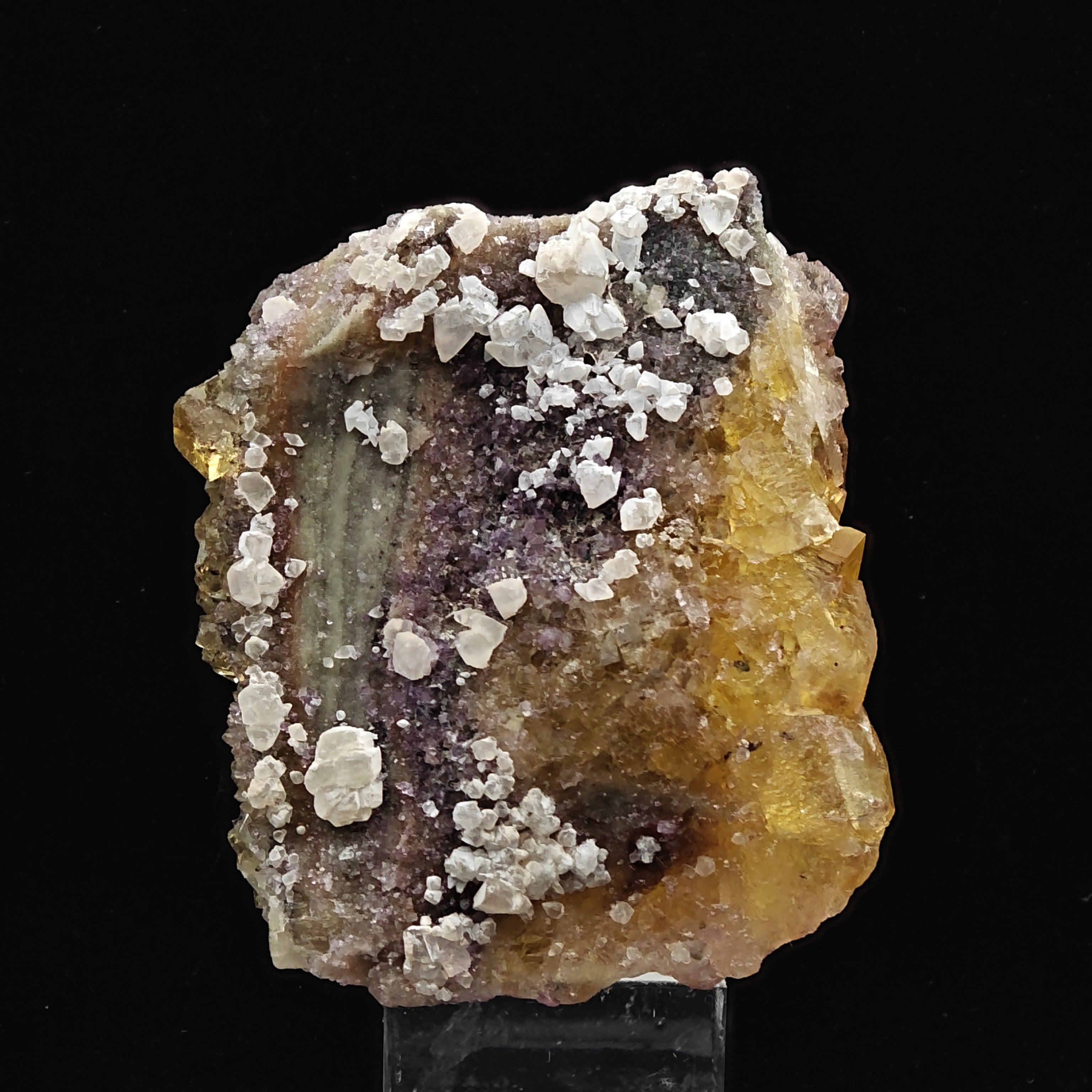 FLUORITE & CALCITE – Golden Yellow Cubes, Moscona Mine, Asturias, Spain