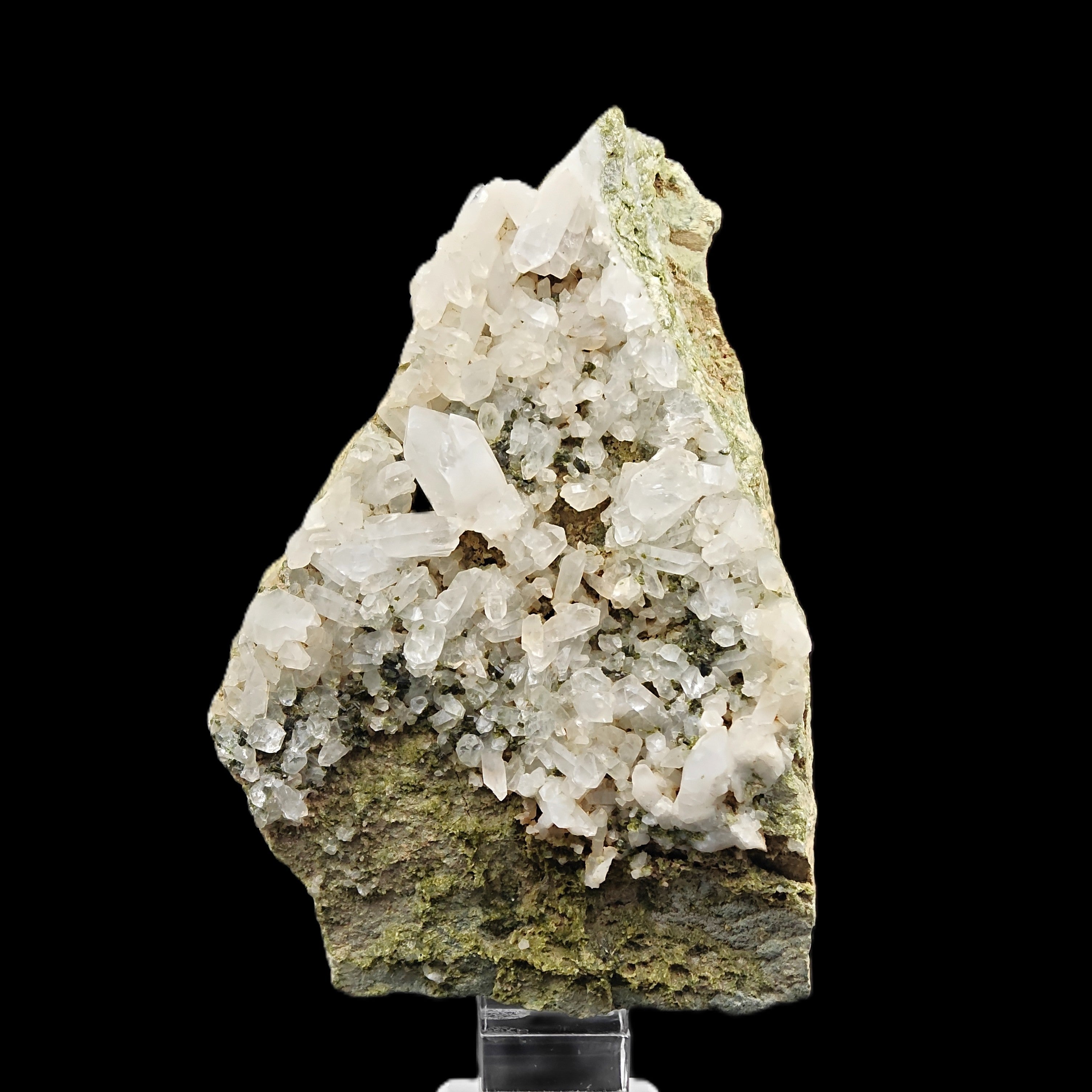 QUARTZ & EPIDOTE – Green Crystals on Matrix, Gambatesa Mine, Liguria, Italy