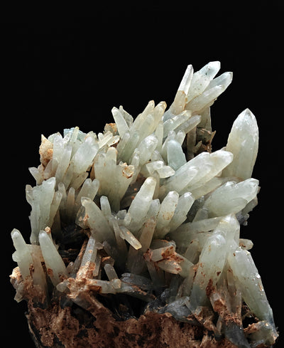 Prase quartz crystal cluster on matrix from Elba Island, Italy