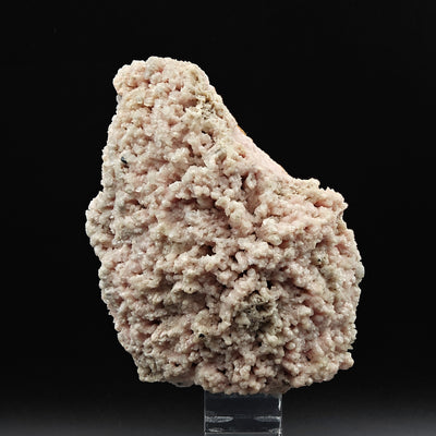 Full view of pink botryoidal Rhodochrosite specimen with Calcite from Kassandra mining district, Greece