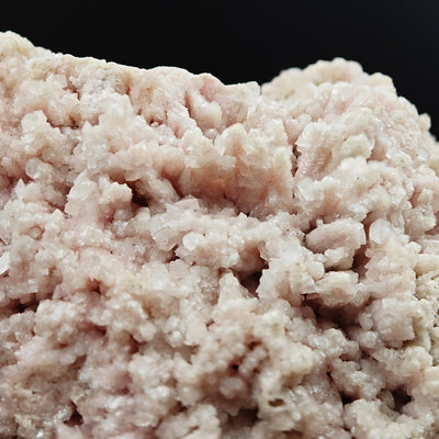 Detail of botryoidal pink Rhodochrosite crystal surface with Calcite coating