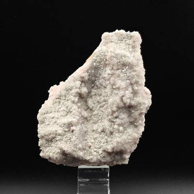 Back view of Rhodochrosite specimen showing grayish Calcite crust, Kassandra, Greece