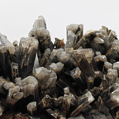 Top view of pointed Selenite gypsum crystal terminations in cluster
