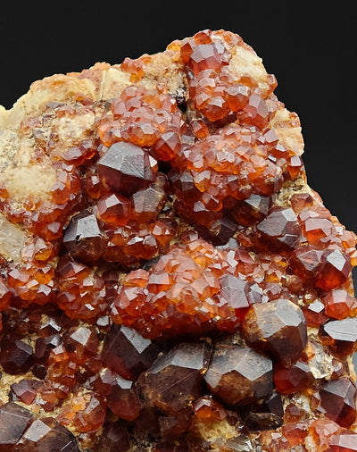 Spessartine garnet crystals displaying intense reddish-orange color, Fujian, China