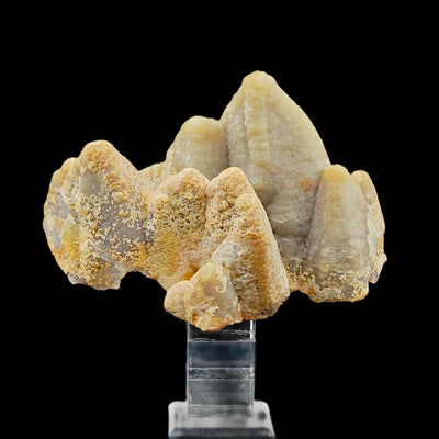 Smithsonite crested crystal growth on display stand, San Giovanni Mine, Sardinia, Italy