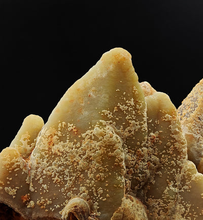 Close-up of a single smithsonite crystal peak with fine drusy texture, Sardinia, Italy