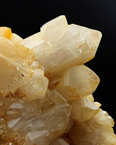 Close-up of sharp Quartz crystal points showing alpine-cleft growth habit