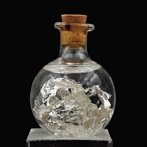 SILVER – Decorative Vial with Delicate Silver Leaf Flakes