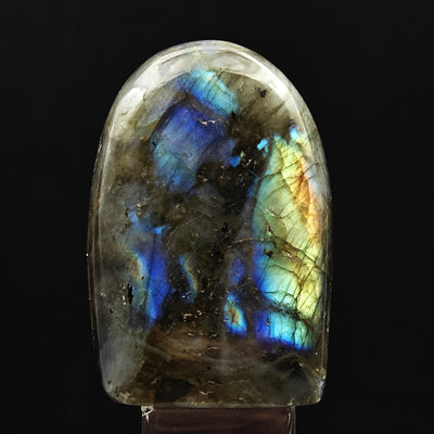 Labradorite specimen showing blue and golden labradorescence, Madagascar