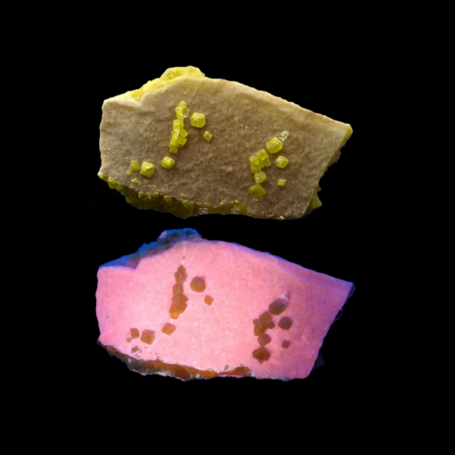 ARAGONITE & SULFUR – Large Bifacial Cluster, Agrigento, Sicily, Italy