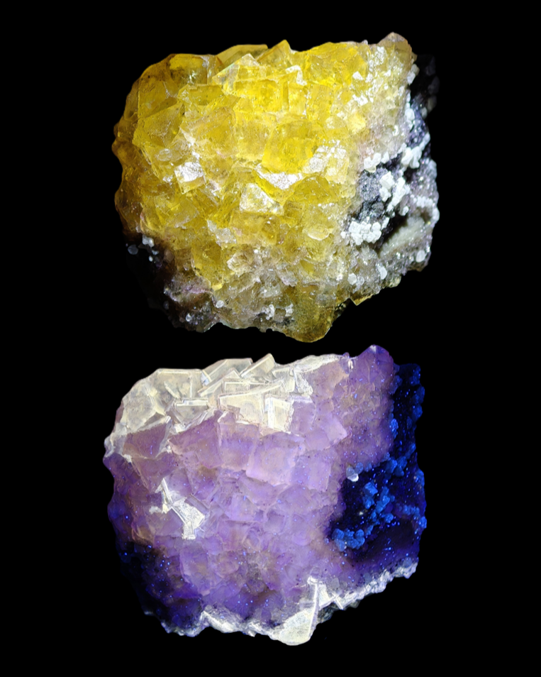 FLUORITE & CALCITE – Golden Yellow Cubes, Moscona Mine, Asturias, Spain