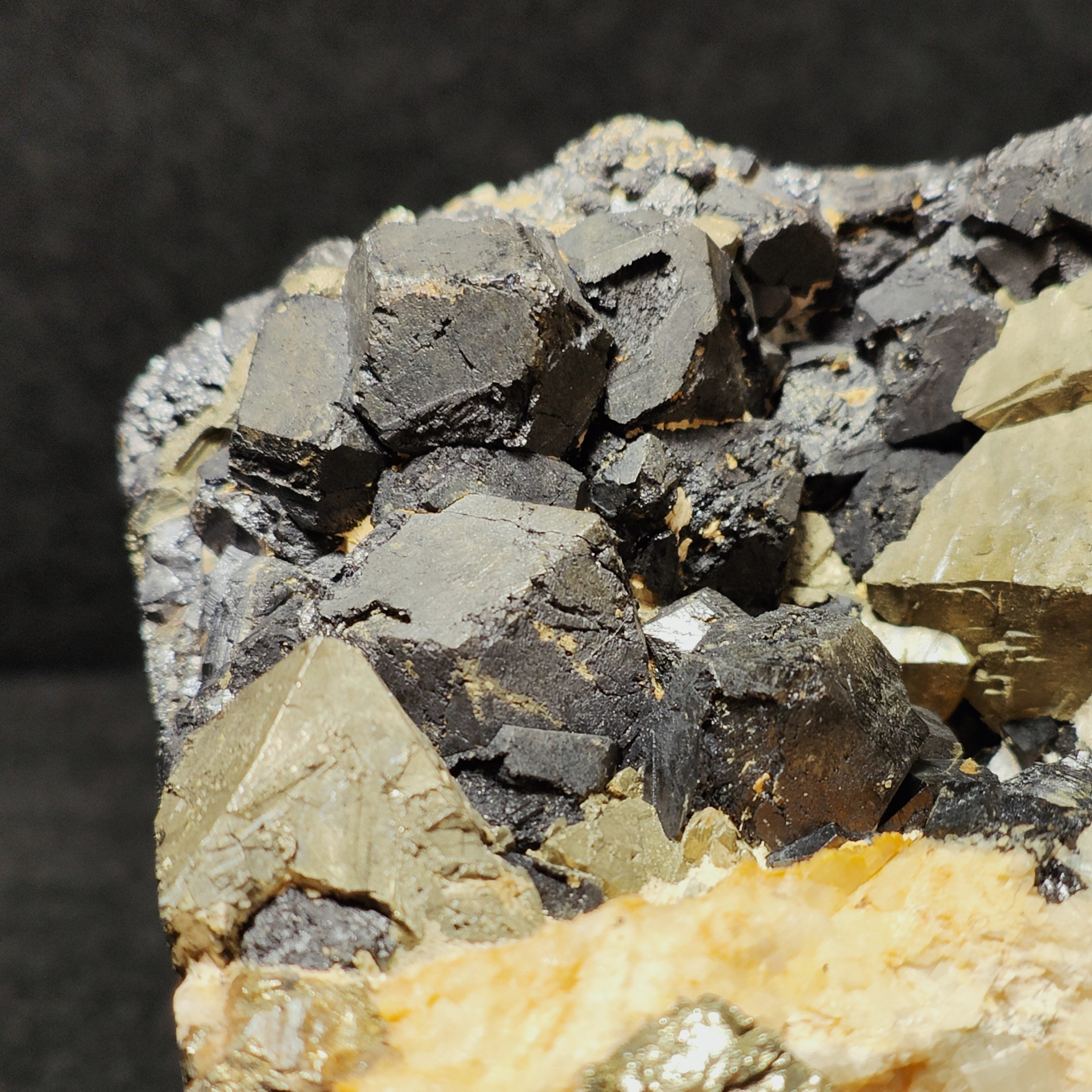 PYRITE & MAGNETITE – Antique 1800s Specimen, Big Crystals, Brosso Mine, Italy