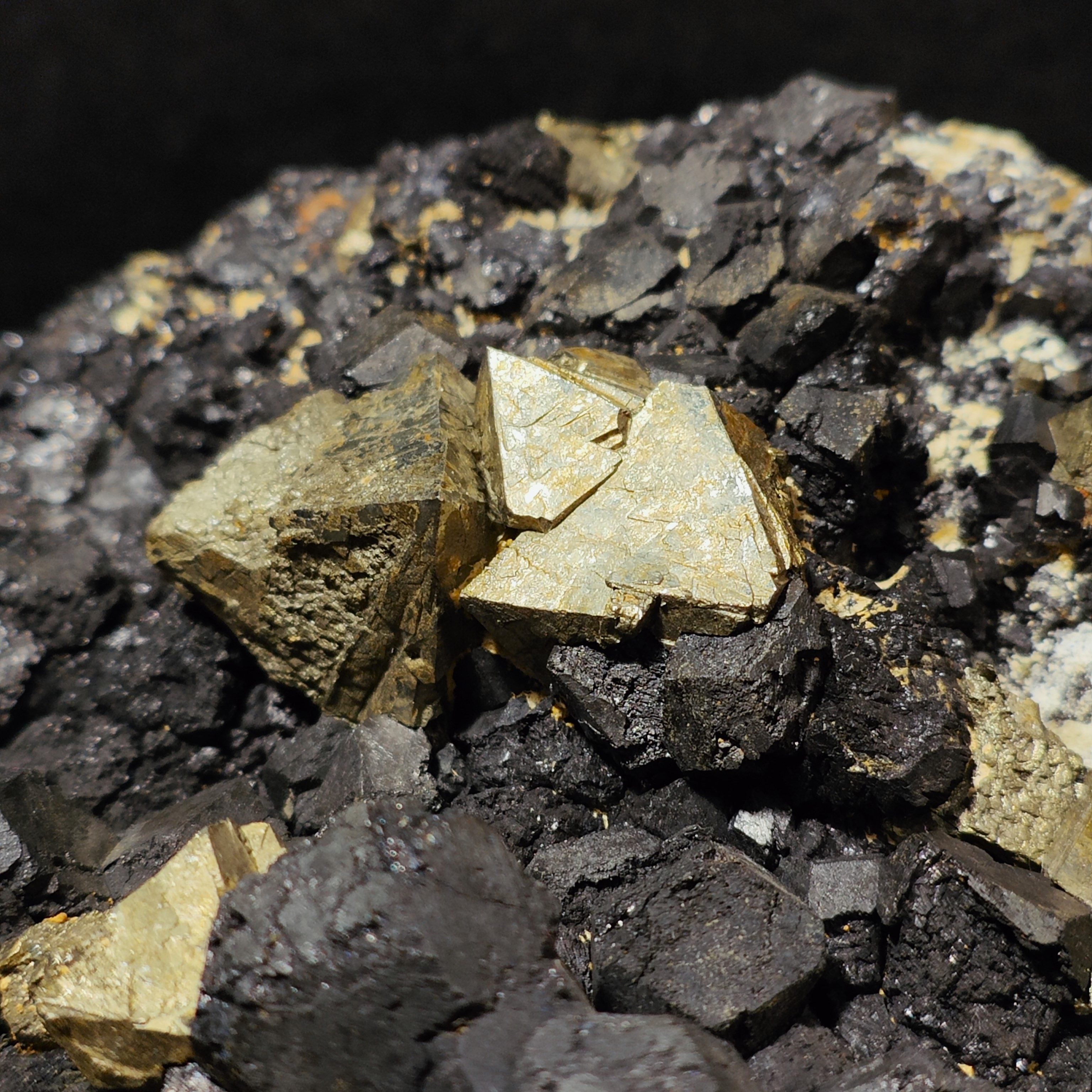 PYRITE & MAGNETITE – Antique 1800s Specimen, Big Crystals, Brosso Mine, Italy