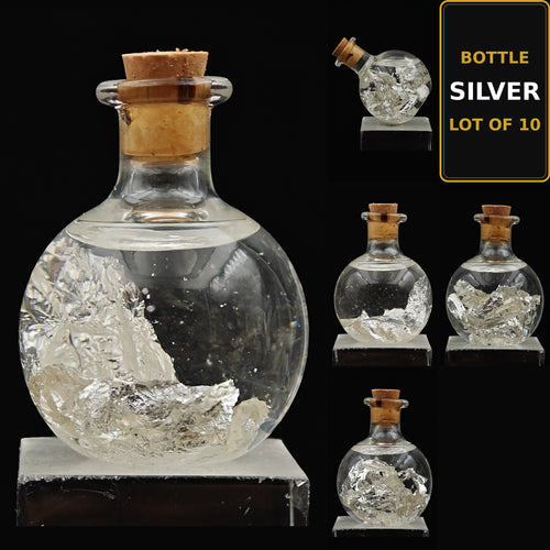 SILVER – Lot of 10 Decorative Vial with Delicate Silver Leaf Flakes
