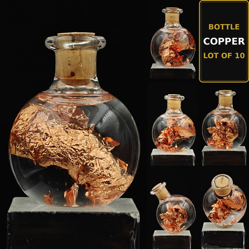 COPPER – Lot of 10 Delicate Foil Leaves in Decorative Glass Vial